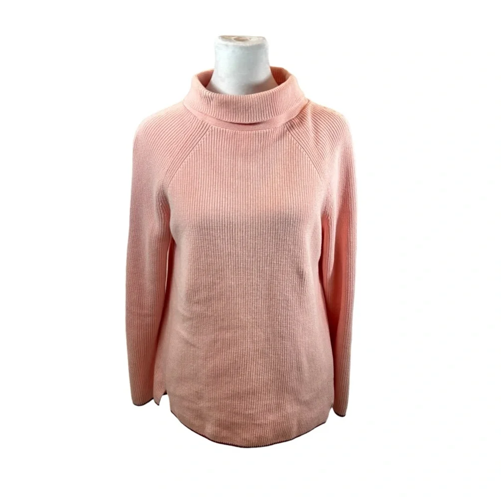 Ladies Talbots Pink Turtleneck Cotton Knit Sweater Size Small Petite